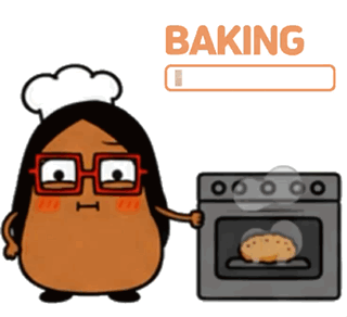 Cartoon Chef With Glasses Baking Cookie In Oven GIF
