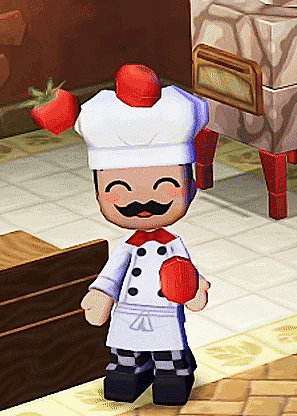 Cartoon Chef With Mustache Holding Apple