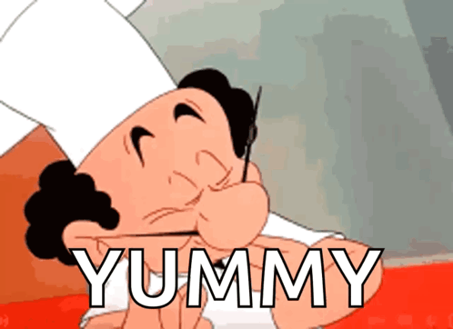 Cartoon Chef With Yummy Text