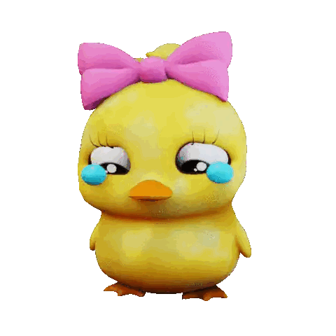Cartoon Chick Crying with Pink Bow