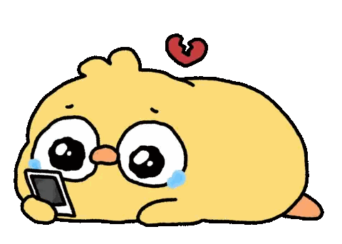 Cartoon Chicken Crying at Phone With Broken Heart