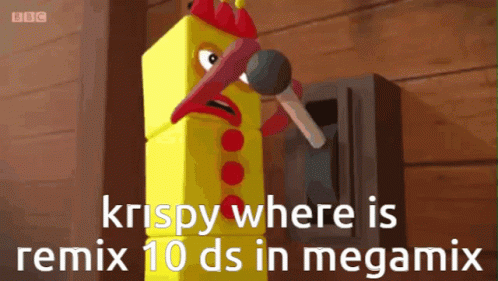 Cartoon Chicken Holding Microphone Crispy Where Is Remix 10 Ds In Megamix