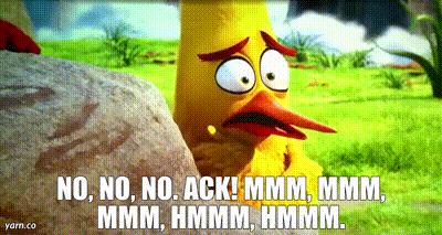 Cartoon Chicken On Rock Saying No No No Ack GIF