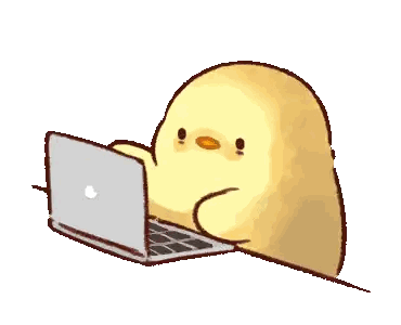 Cartoon Chicken Sitting at Laptop
