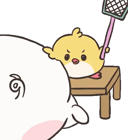 Cartoon Chicken Sitting on Table With Net