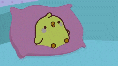 Cartoon Chicken Sleeping on Bed