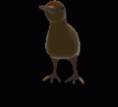 Cartoon Chicken Standing in Dark Room