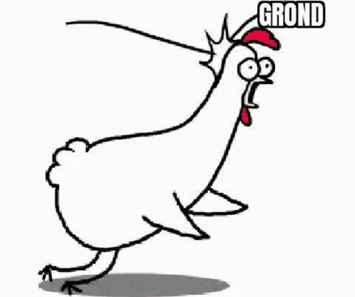 Cartoon Chicken Surrounded by Words