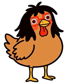 Cartoon Chicken with Glasses and Dreadlocks