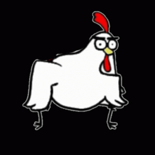 Cartoon Chicken with Glasses and Red Crest