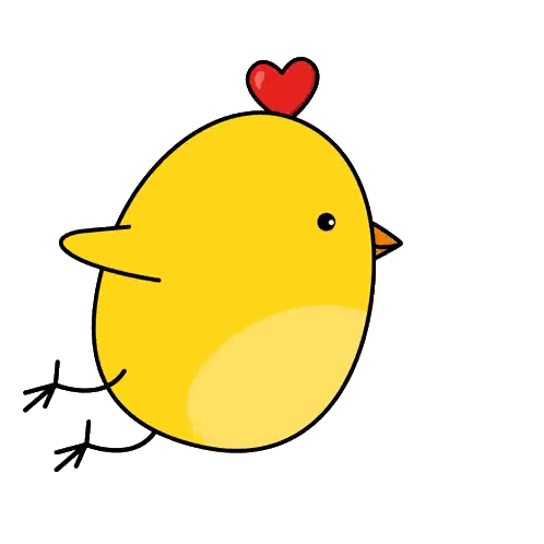 Cartoon Chicken With Heart on Head