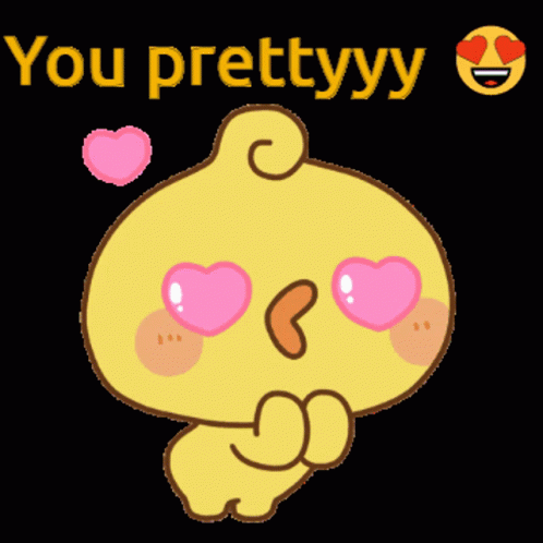 Cartoon Chicken With Pink Hearts Saying You Prettyyy