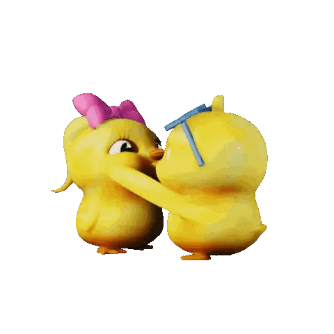 Cartoon Chickens Kissing
