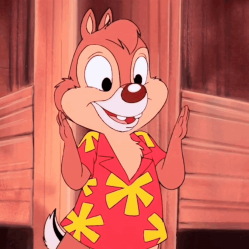 Cartoon Chipmunk in Red Shirt With Yellow Stars