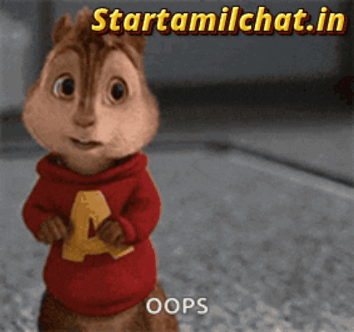 Cartoon Chipmunk in Red Sweater Says Oops