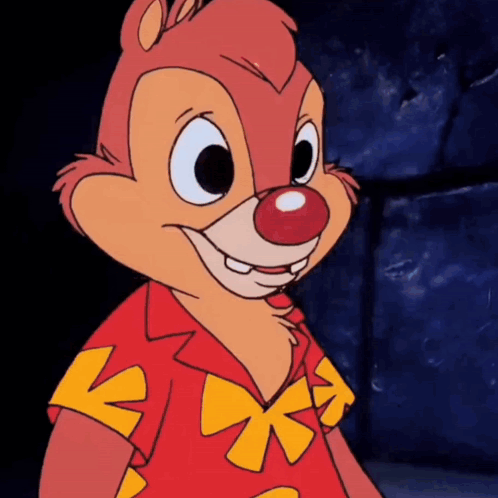 Cartoon Chipmunk Red and Yellow Shirt Bow