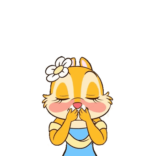 Cartoon Chipmunk Surrounded By Hearts With Flower GIF