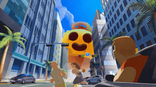 Cartoon City Street With Stars GIF