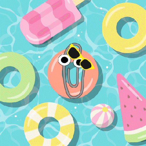Cartoon Clippy Summer Vacation Mode GIF