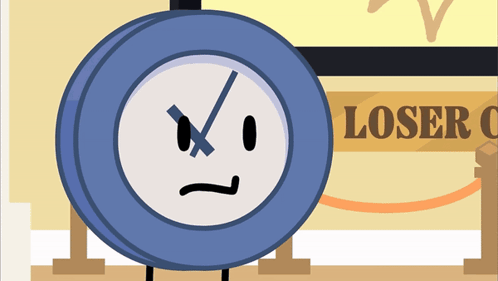 Cartoon Clock Standing Before Loser Sign