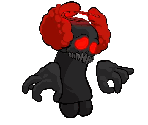 Cartoon Clown with Red Eyes and Black Body