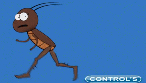 Cartoon Cockroach With Control Button