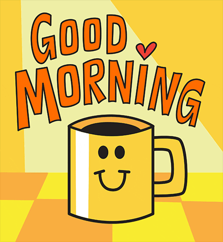 Cartoon Coffee Cup Smiley Face Good Morning