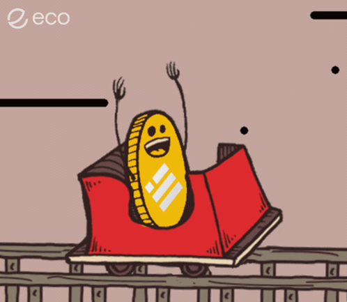 Cartoon Coin on Roller Coaster With Eco