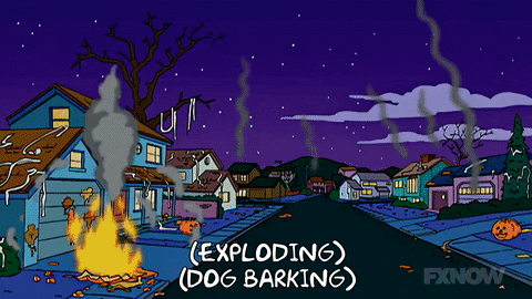 Cartoon Community House Exploding GIF