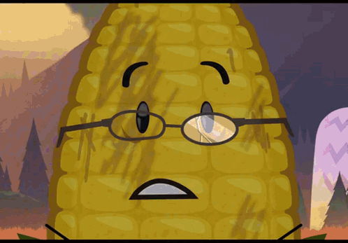 Cartoon Corn on the Cob Wearing Glasses