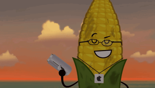 Cartoon Corn on the Cob With Glasses