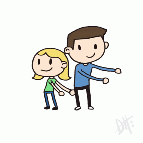Cartoon Couple Happy Dancing GIF