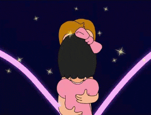 Cartoon Couple Hugs And Kisses GIF