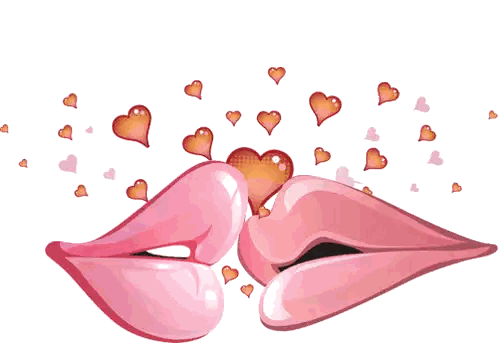 Cartoon Couple Kissing with Hearts