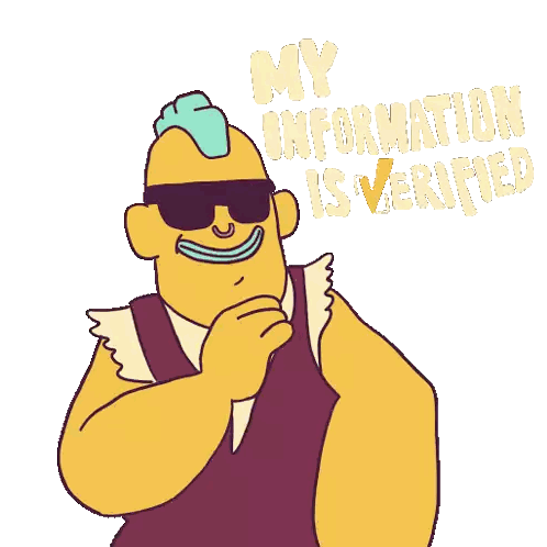 Cartoon Covering Mouth Saying My Information Is Verified