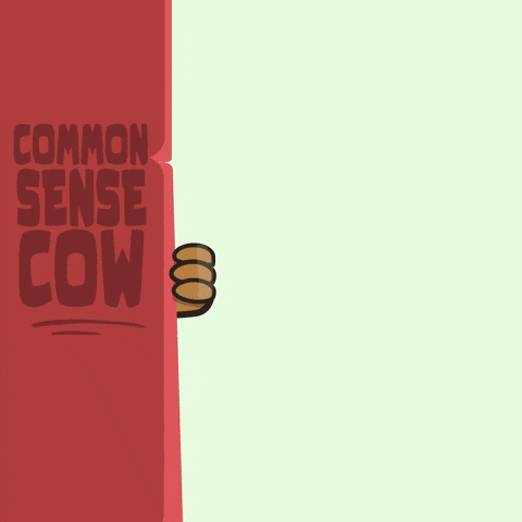Cartoon Cow Holding Paper Saying Common Sense Cows