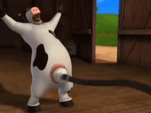Cartoon Cow With Hose Sticking Out Butt