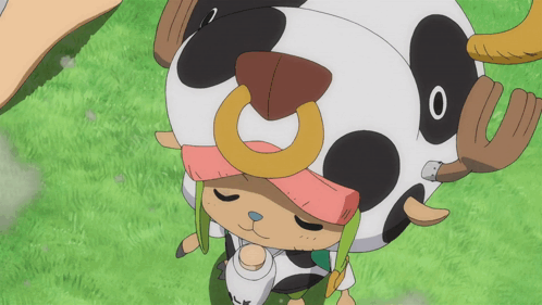Cartoon Cow With Pink Heart Above Head GIF