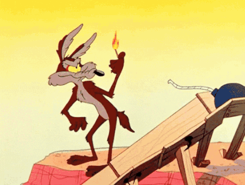 Cartoon Coyote Holding Lighter GIF