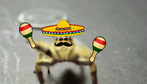 Cartoon Crab Wearing Sombrero Holding Maracas
