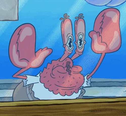 Cartoon Crab with Big Eyes and White Shirt