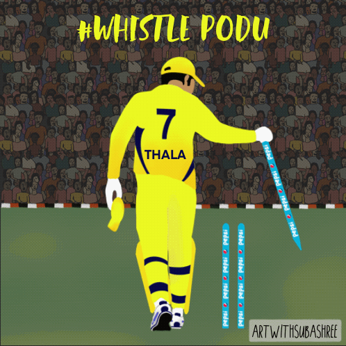 Cartoon Cricket Player Thala GIF