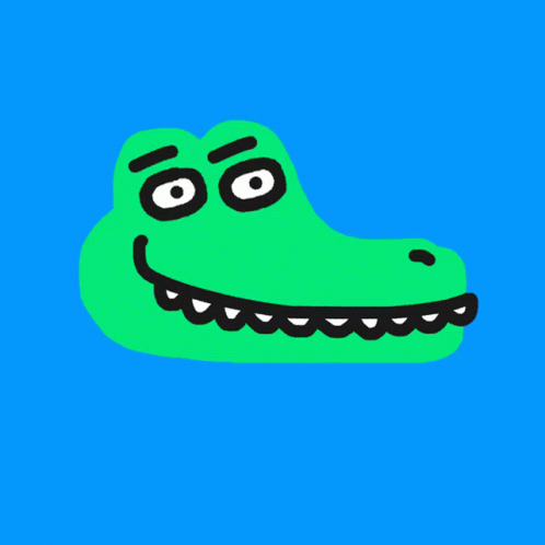 Cartoon Crocodile Face With Blue Background