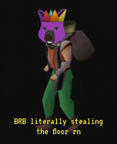 Cartoon Crown Character Brb Literally Stealing Floor Rn