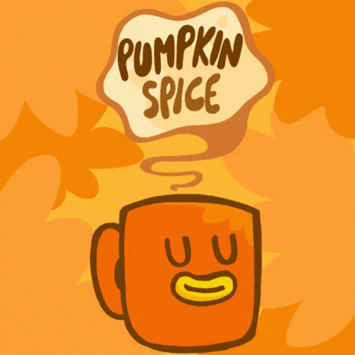 Cartoon Cup With Thought Bubble Saying Pumpkin Nice