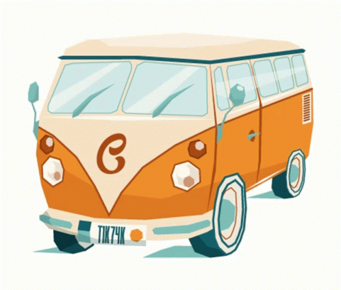 Cartoon Cute Orange Van GIF