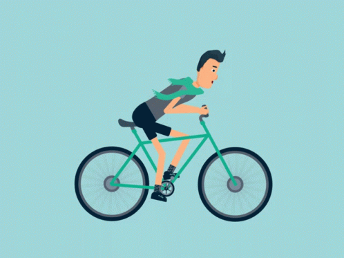 Cartoon Cyclist Riding Bicycle Breathing Hard GIF