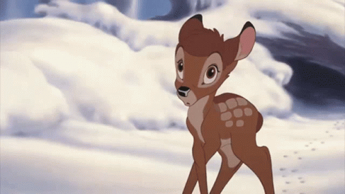 Cartoon Deer Standing in Snow
