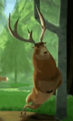 Cartoon Deer Standing on Hind Legs