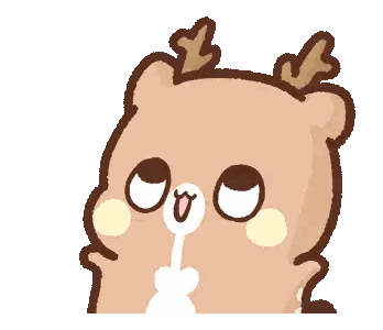 Cartoon Deer with Antlers Holding Stick